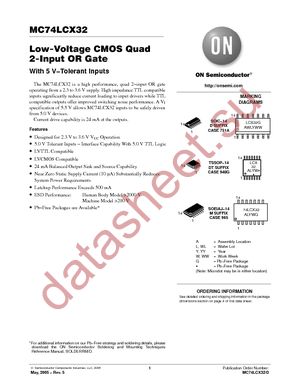 MC74LCX32DTR2G datasheet  